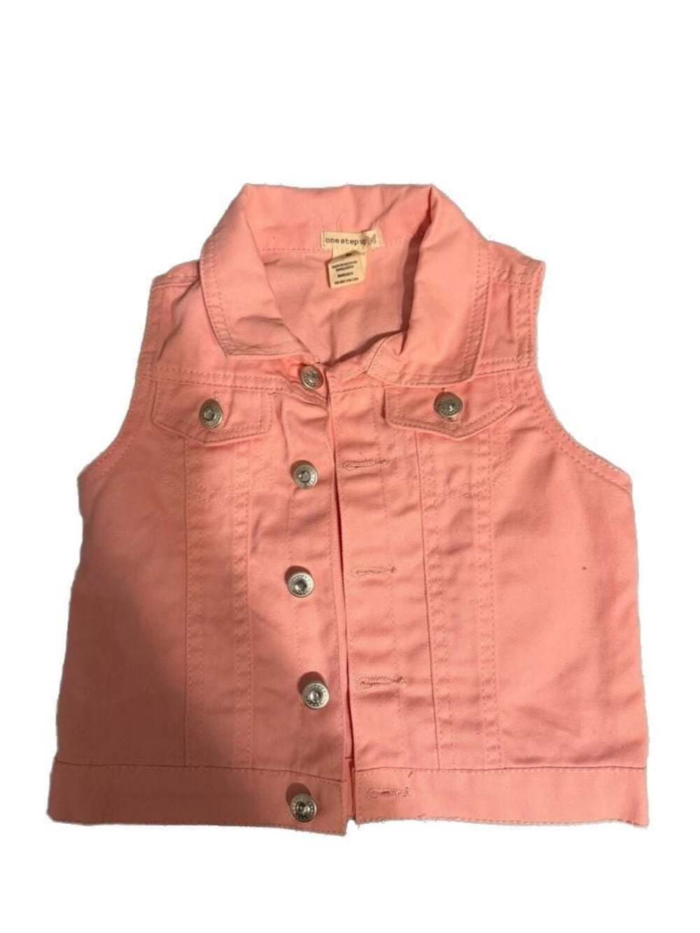 One Step Up Toddler Girls Pink Button-Front Denim Vest Size 3T